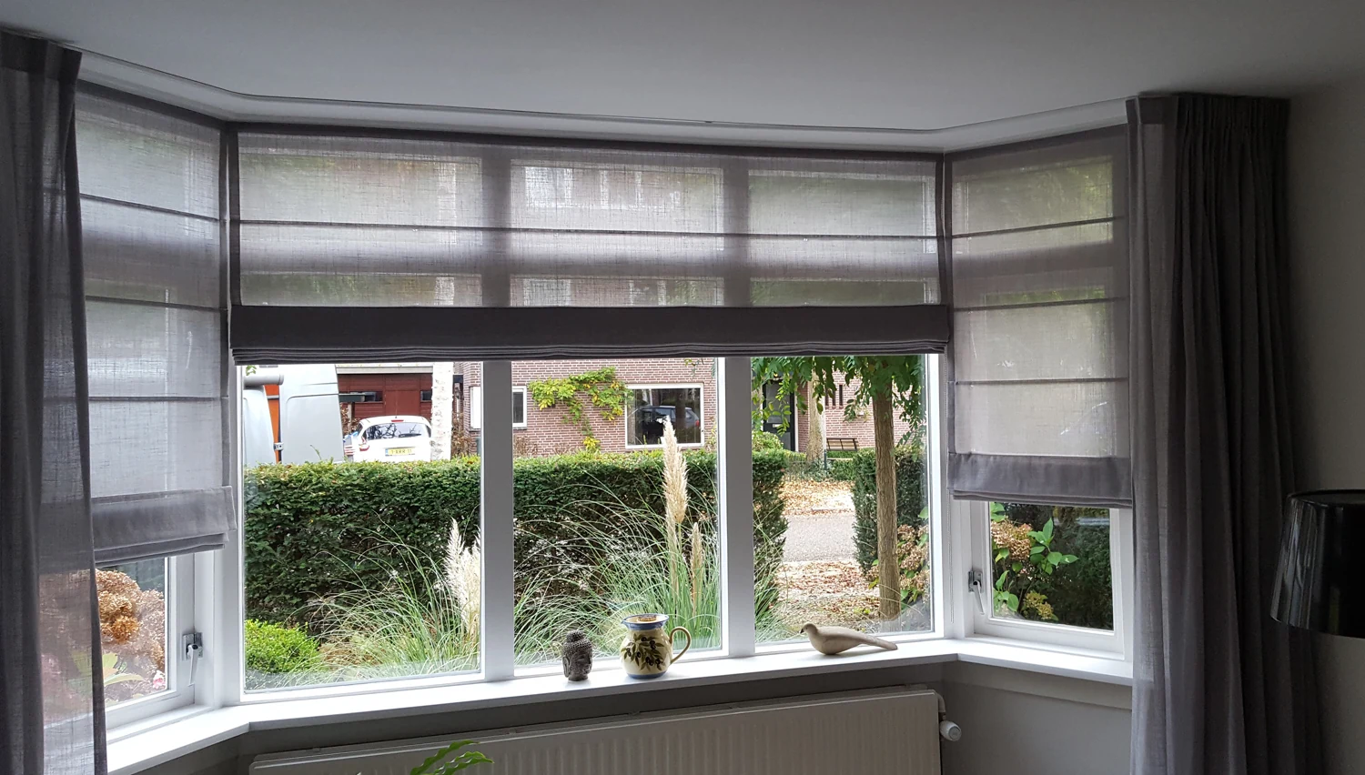 Project met vouwgordijnen in een transparante linnen kwaliteit